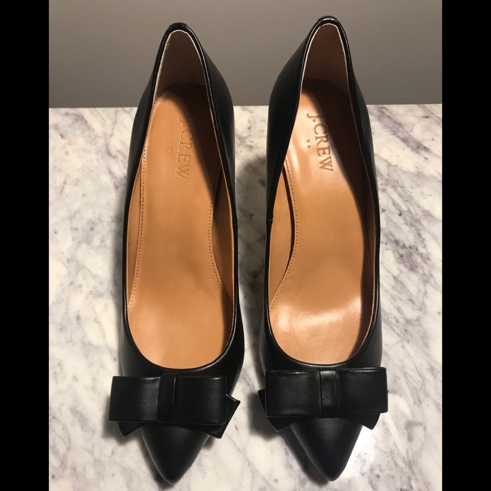 J.Crew bow black heels